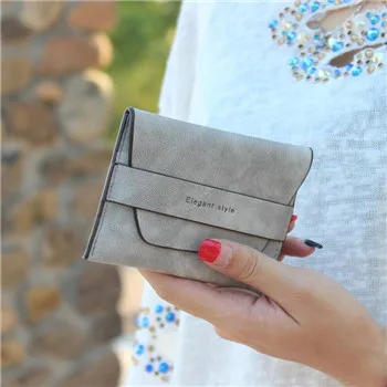 grey Женские кошельки мини женские кошельки для денег из искусственной кожи Дамские кошельки с карманами для монет одноцветные модные мини-держатель для карт - Цвет: grey