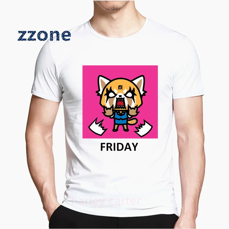 Aggretsuko агрессивная футболка Retsuko для мужчин и женщин с принтом модная коротким