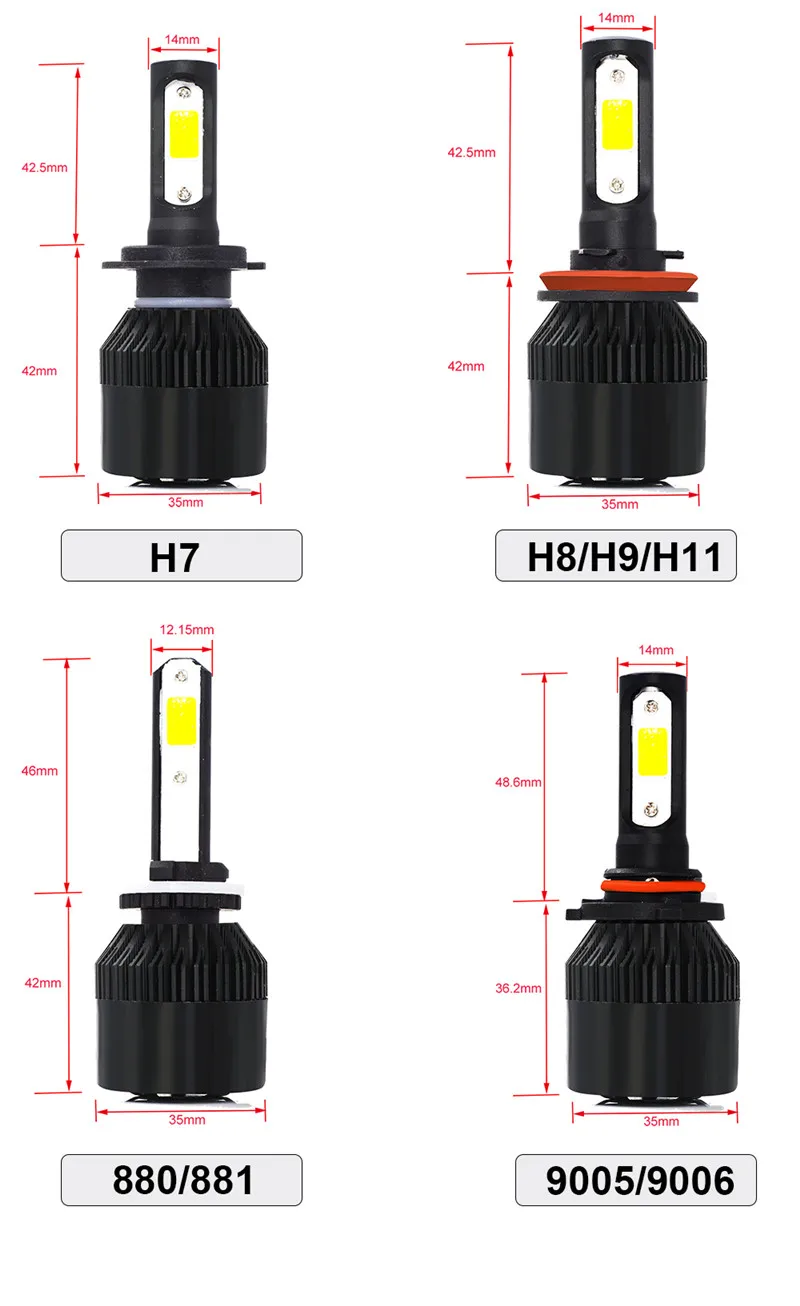 Czpvq 2 предмета мини Размеры H4 H7 H11 светодиодный Canbus 3000K 4300K 6500K 8000K автомобилей головной светильник H1 H3 H8 H9 9005 9006 880 светодиодный Автомобильная Противо-Туманная светильник