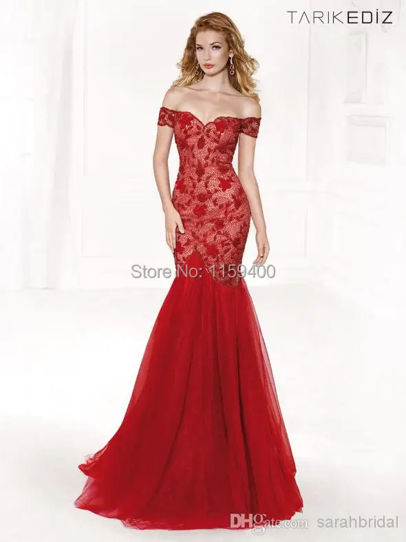 Red prom dress 2014 new cap sleeve Lace applique backless slim sexy V-neck mermaid | Свадьбы и торжества