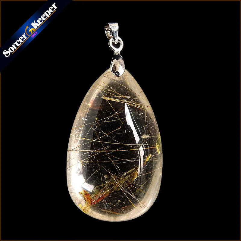Натуральные камни rutilaed Quartz кулон волосы Кристалл Бесплатная ожерелье минерал