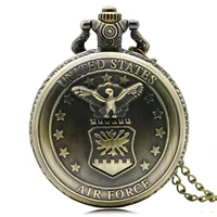 retro new bronze air force eagle stars quartz antique pendant chain pocket watch for men and women p103