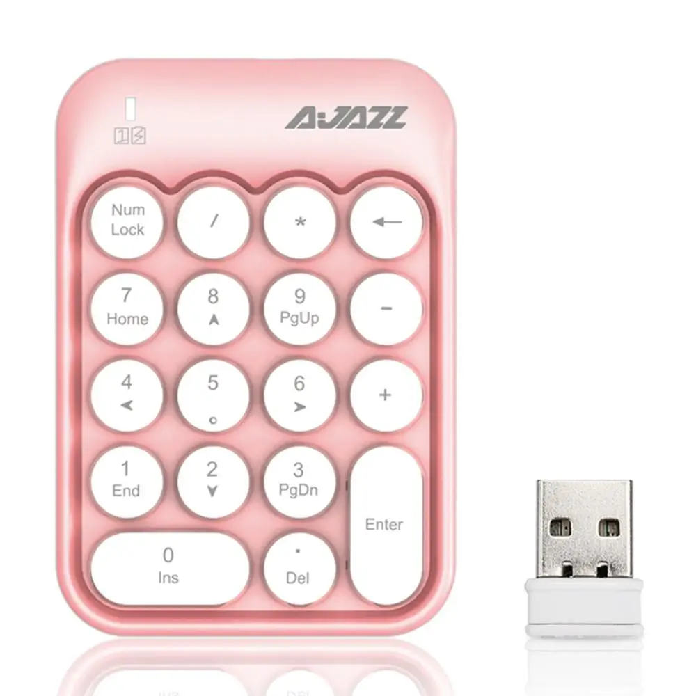 Ajazz AK18 2,4 г Беспроводной USB Цифровой клавиатуре мини Numpad 18 клавиш цифровой клавиатуры Для iMac/ноутбук MacBook Air PC Тетрадь Desktop - Цвет: pink