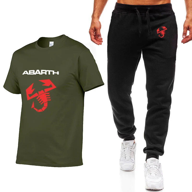 Модные летние мужские футболки автомобиль ABARTH логотип печать хип-хоп Повседневная хлопковая футболка с коротким рукавом высокого качества брюки костюм мужская одежда - Цвет: 07