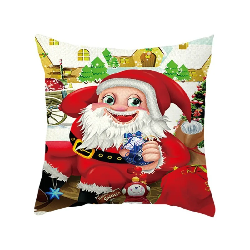 

New Year Gift Christmas Tree Pillow Cases Velvet Snowman Printing Cushion cover Living Room Home Pillow cover