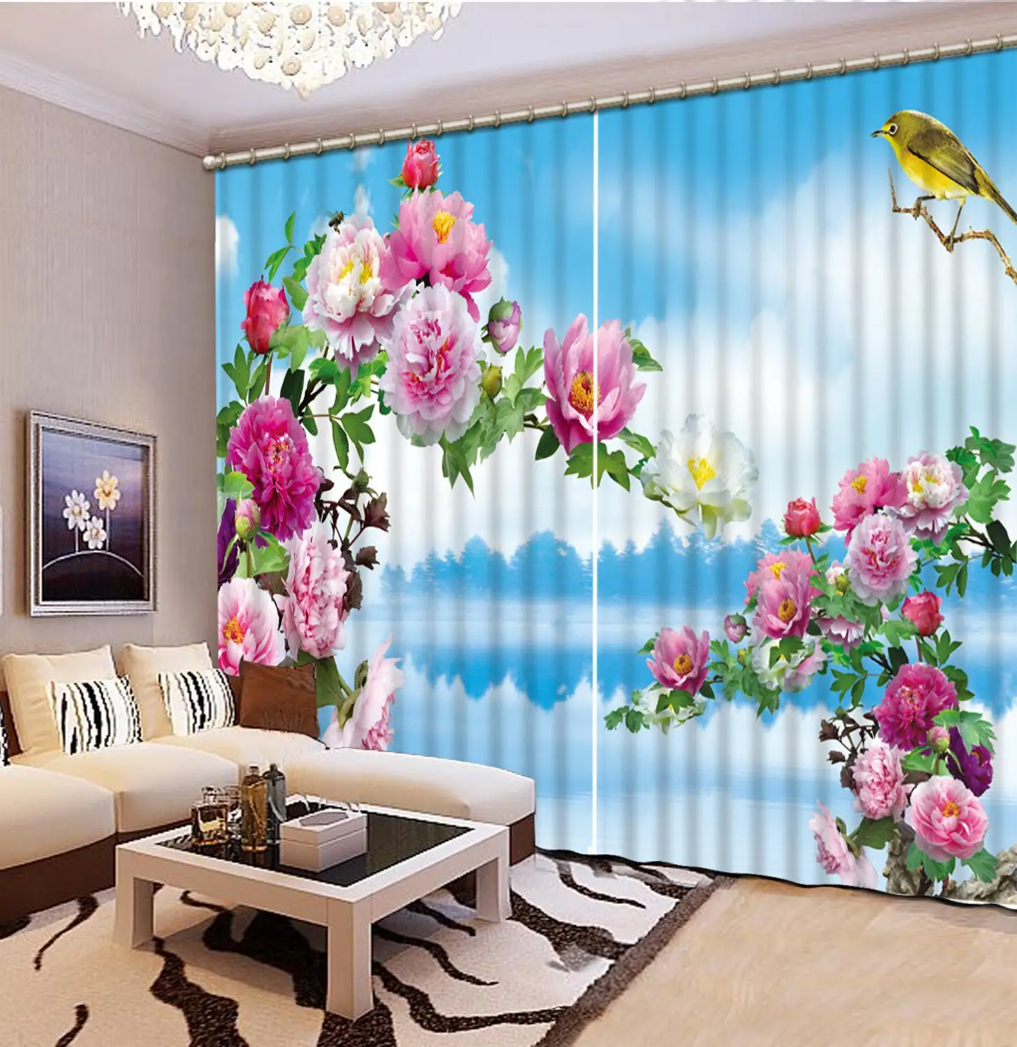 

Customize 3D Curtains Flower Living room Office Hotel window curtain bed room 3D Curtain Printing Blockout