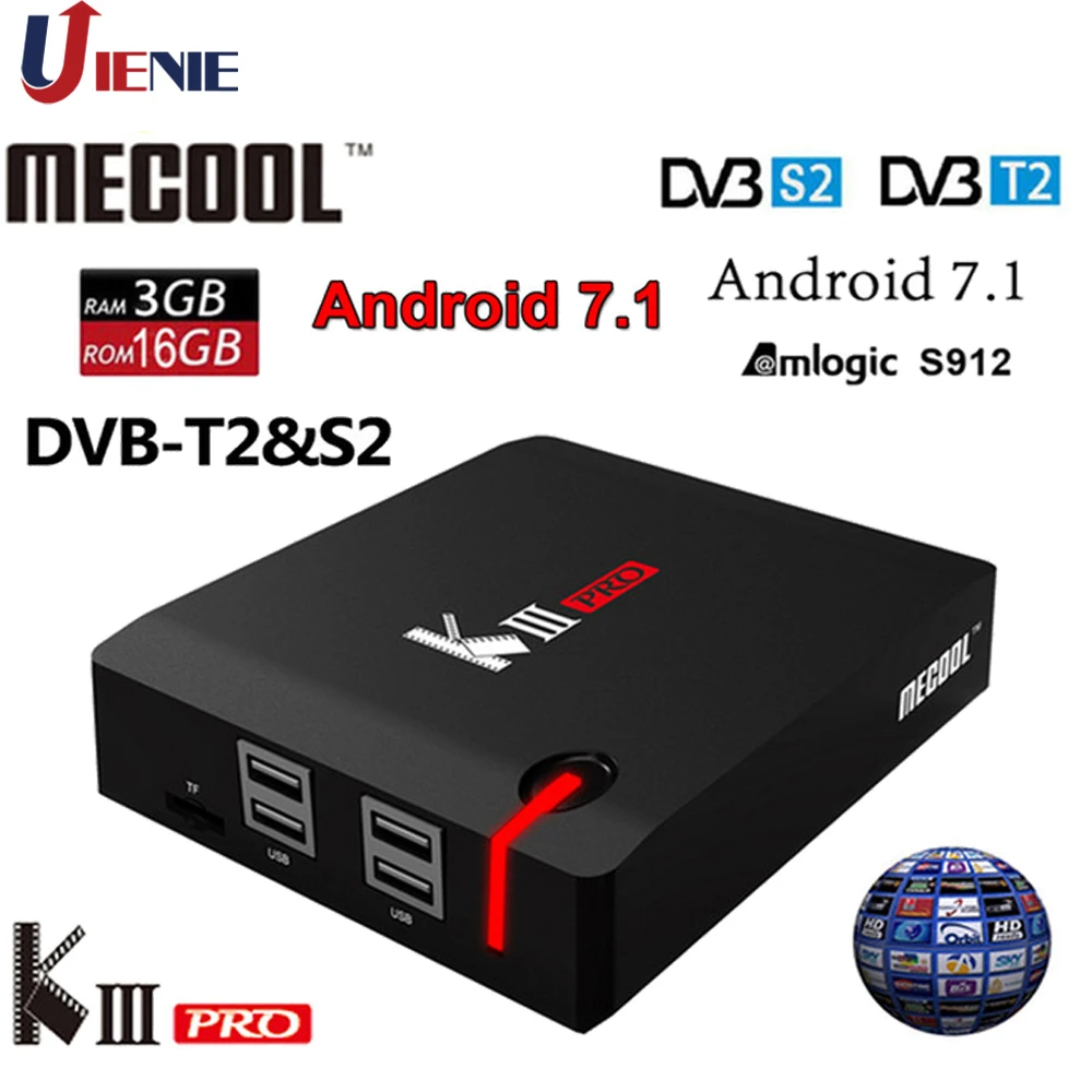 ТВ приставка KIII PRO Android 7 1 4K комбо DVB S2 android T2 3 ГБ 16 Восьмиядерный Amlogic S912