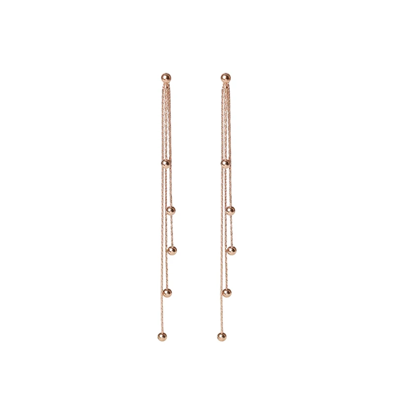 rose gold YUN RUO Новое поступление модные элегантные серьги-гвоздики с кисточкой линии розового золотистого цвета женский подарок для девочек ювелирные изделия из титана стали никогда не выцветают - Окраска металла: rose gold