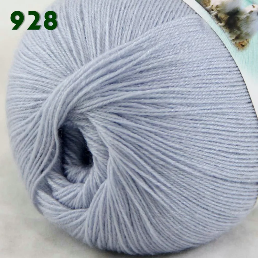 Lot of 6 Skeins Fine Lace Soft Wool Acrylic Cashmere Yarn Knitting Light Silver 928 | Дом и сад