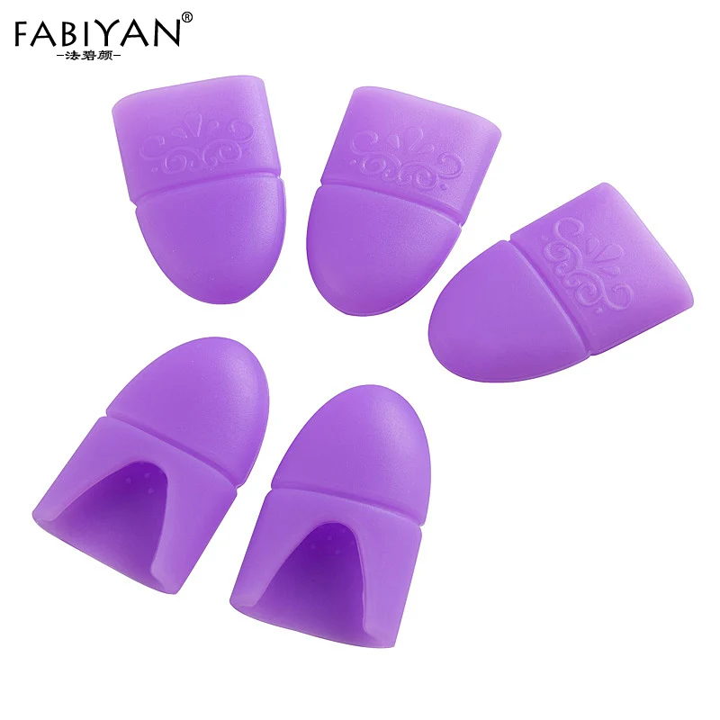 Silicone Purple 5 шт ногтей советы средство для снятия УФ гель-лака обертывание Силиконовый Эластичный замачиваемый колпачок зажим для маникюра очищающий лак инструмент многоразовый палец - Цвет: Silicone Purple