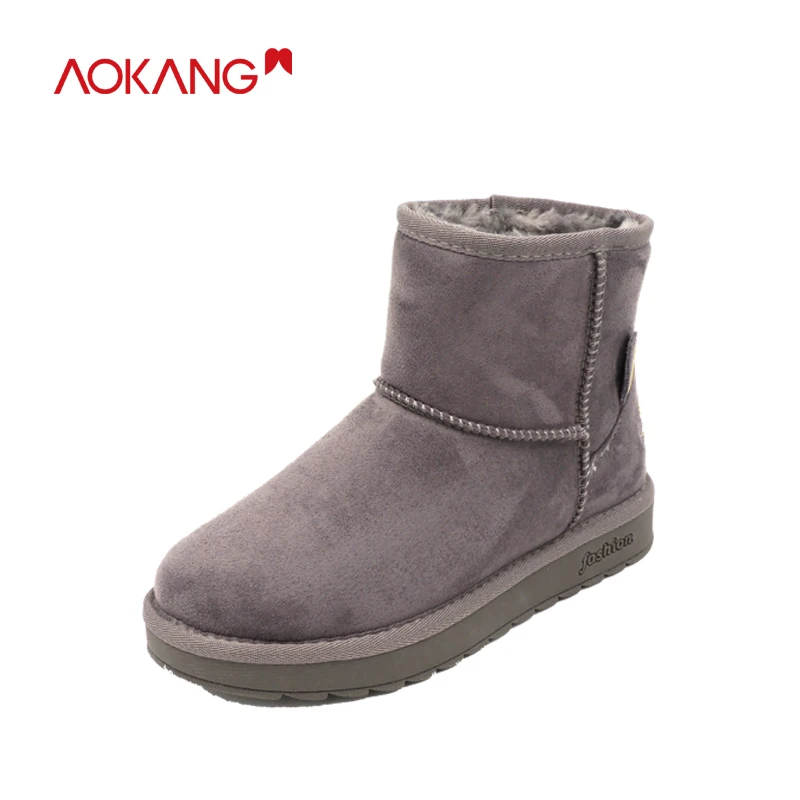 Женские ботильоны до середины икры AOKANG теплые однотонные короткие с плюшевой