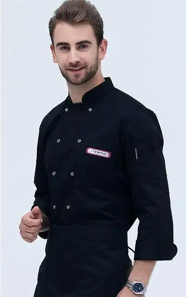 M-Black Поварская кухонная куртка для взрослых, Высококачественная форма шеф-повара, британская одежда, женская одежда для ресторана, шеф-повара, женская одежда, B-6522 - Цвет: M-Black