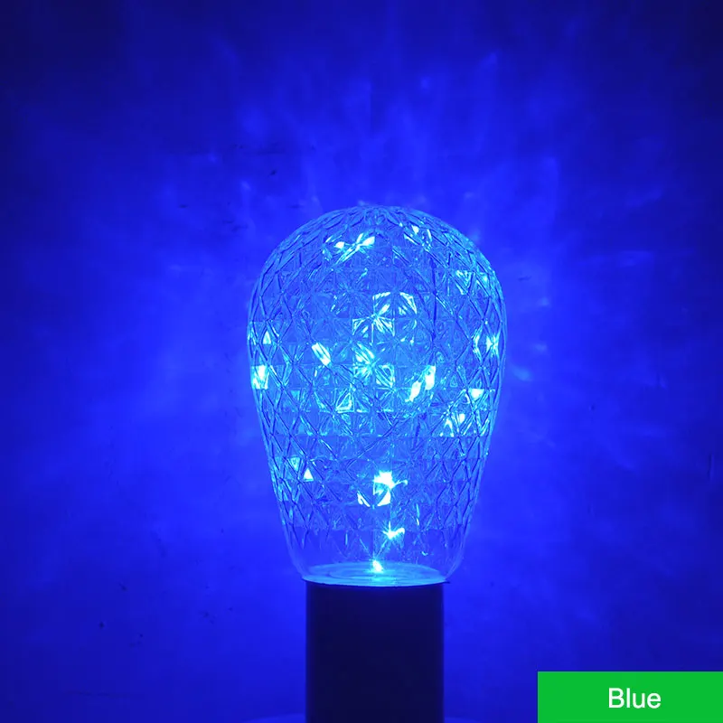 blue Светодиодный светильник Edison ST64 AC85-265 E27, светодиодный светильник из меди, цветной светодиодный светильник RGB, рождественские украшения для украшения дома - Испускаемый цвет: blue