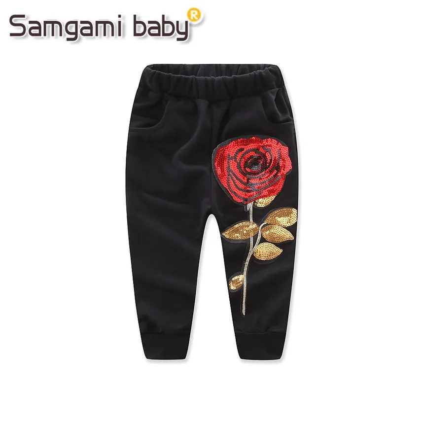 SAMGAMI BABY Girls Clothing Sets 2018 Winter Wool Sportswear Long Sleeve Rose Floral Embroidered Sequinsets Kids | Мать и ребенок
