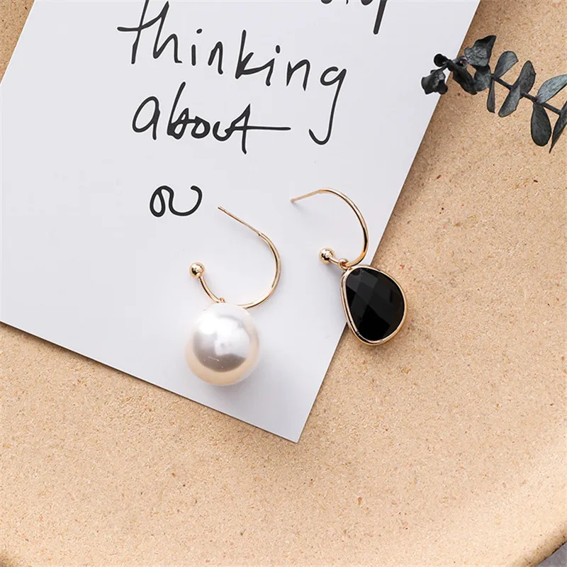 Модная большая жемчужина полукруг свисающие серьги для женщин с геометрическим
