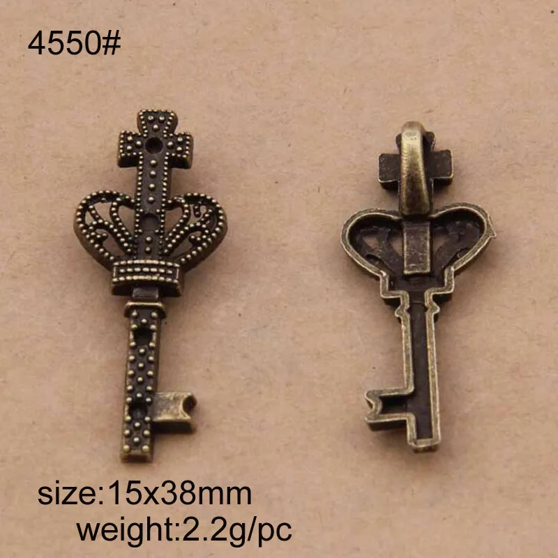 

30pcs/lot 15x38mm Antique Bronze Plated Alloy Crown Key Charms Pendant Fit For Jewelry Findings