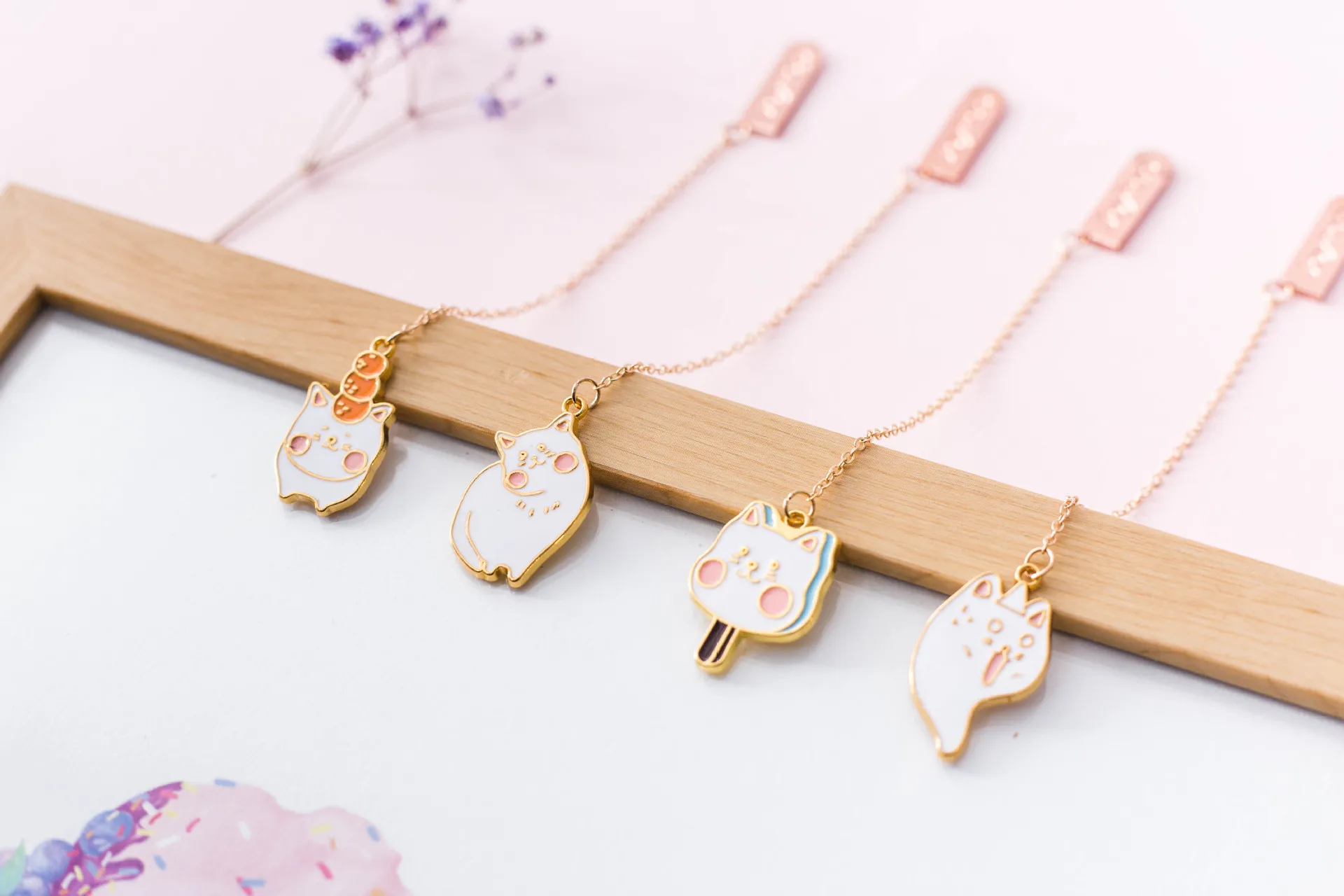 4 шт./компл. Kawaii Белый котенок кошка металлические закладки брелок держатель книги открытка подарок канцелярские принадлежности