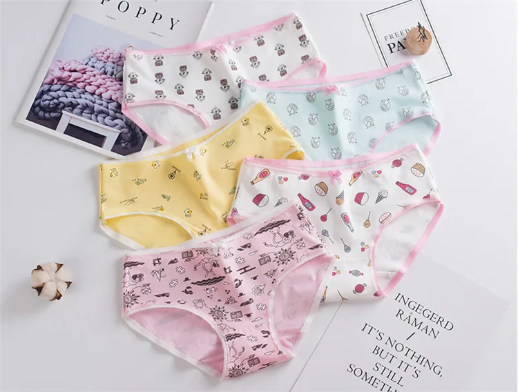 Girls Cotton Underwear Kids Cartoon Printed Panties Teenage Short Briefs Casual Young Girls Soft Underpants Majtki Dziewczynka
