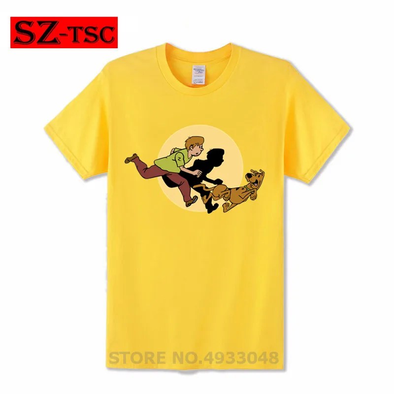 Мужская футболка The Adventure of Scooby Tintin and Doo свободная с коротким рукавом новые