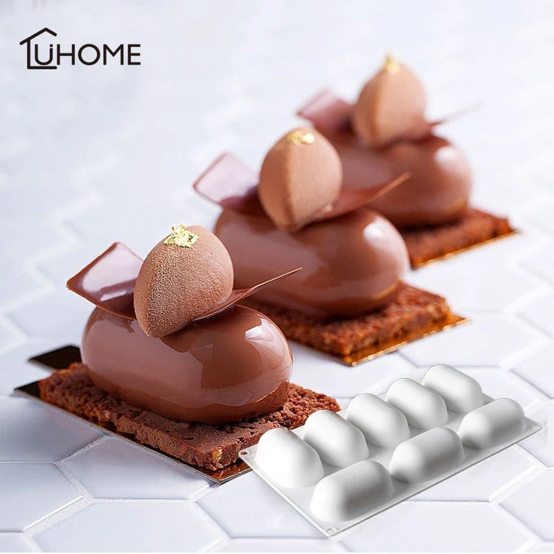 

8 Holes Oval Pillow Shape Silicone Cake Mousse Mold 3D Handmade Cupcake Jelly Cookie Muffin Soap Maker DIY Baking Tools