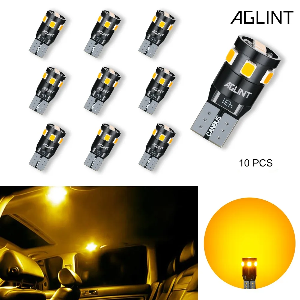 AGLINT 10 шт. T10 W5W светодиодный CANBUS без ошибок 2835 9SMD авто светодиодные лампы для