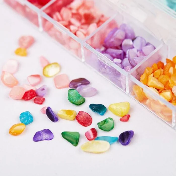 

1box Nail crystal stone 3d colorful Shell stone Nail Art sticker Decal Decoration tips DIY Manicure Tools