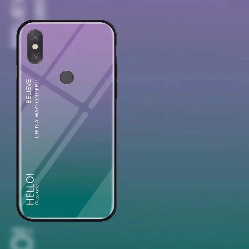 Модный градиентный чехол Aurora для Xiaomi 8 SE Lite Mix 2 2S 3 Max 2, цветная задняя крышка из закаленного стекла для Redmi S2 6A Note 7 6Pro