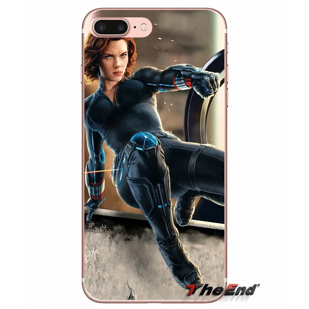 Знаменитый герой Черная Вдова аксессуары Чехлы для iPhone X 4 4S 5 5S 5C SE 6 6S 7 8 Plus Samsung Galaxy
