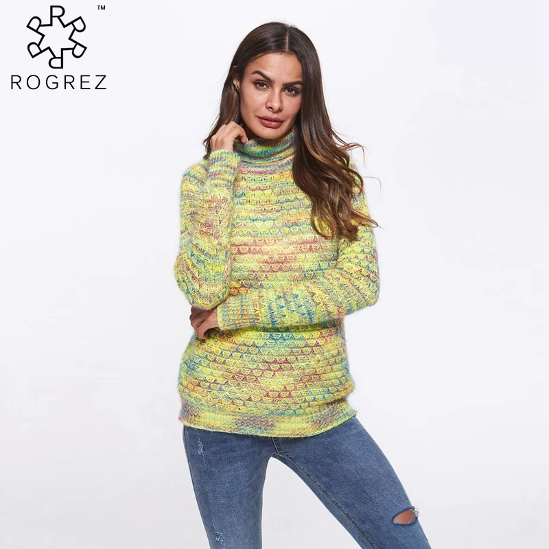 ROGREZ красный Rainbow 2018 Повседневное кашемировый свитер Для женщин sueter mujer invierno с
