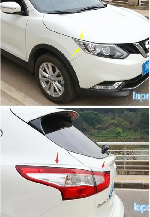 

Lapetus Accessories For Nissan Qashqai J11 2014 - 2016 Chrome Front Headlight Lamp Eyebrows / Rear Tail Lamp Eyelid Cover Trim