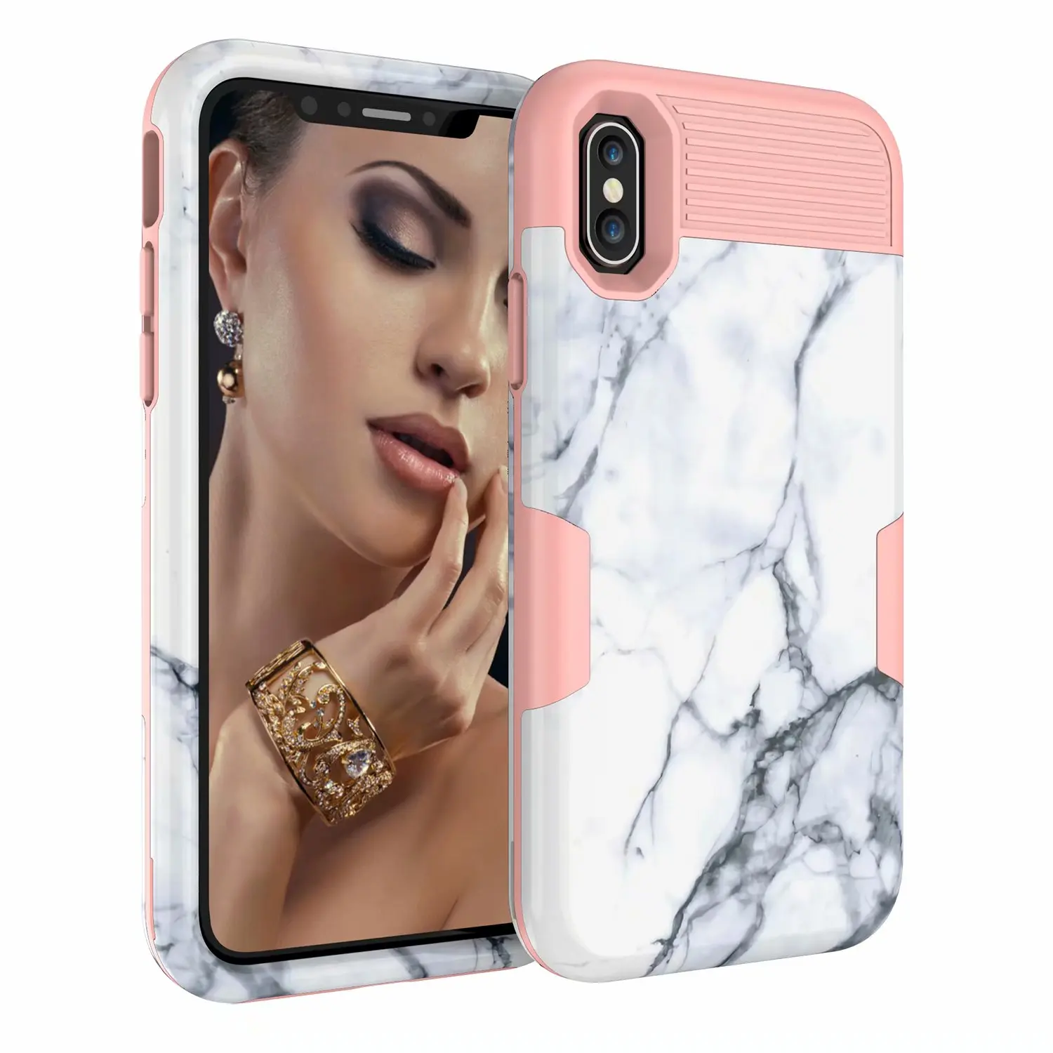 Чехол с мраморным рисунком для Apple iPhone XS Max XR X 8 7 6S 6 Plus пластик+ силикон противоударный милый тройной защитный чехол