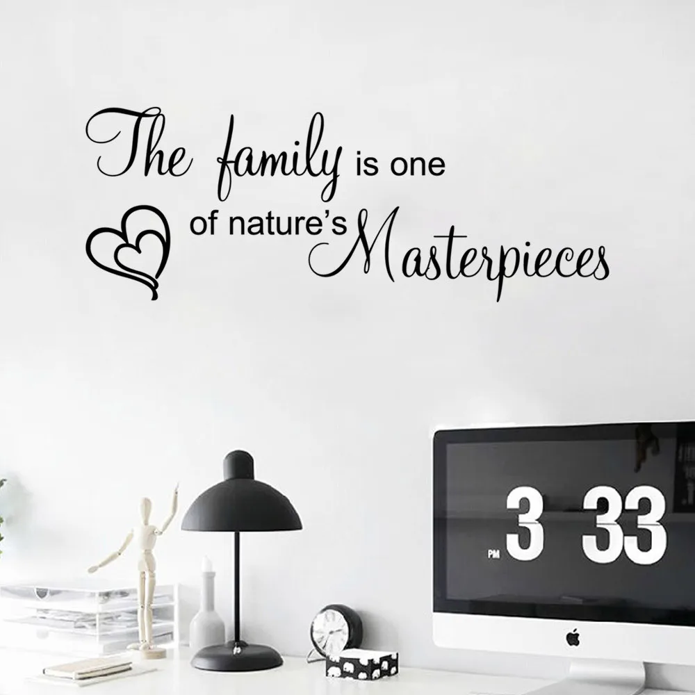 Семья один из шедевров природы съемные буквы наклейки на стену для гостиной
