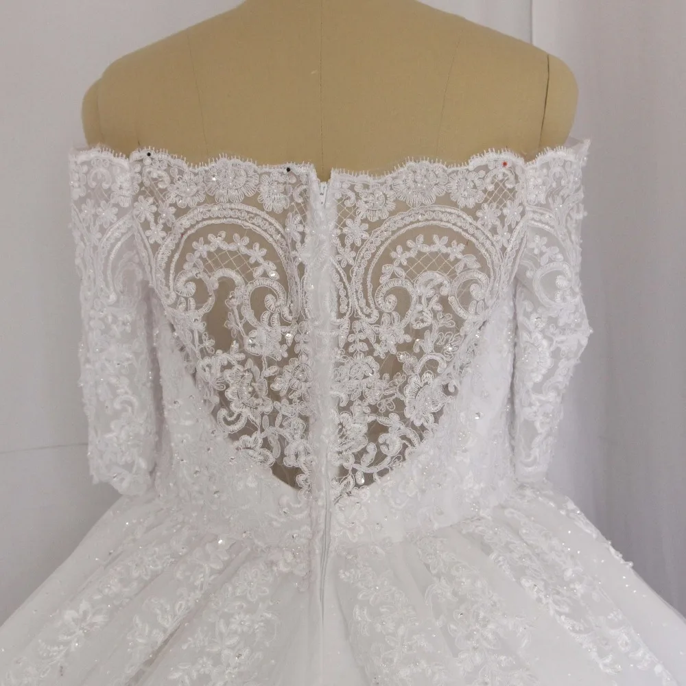 Винтаж Vestidos De Novias милое расшитое бисером кружево Половина рукава Bling бальное