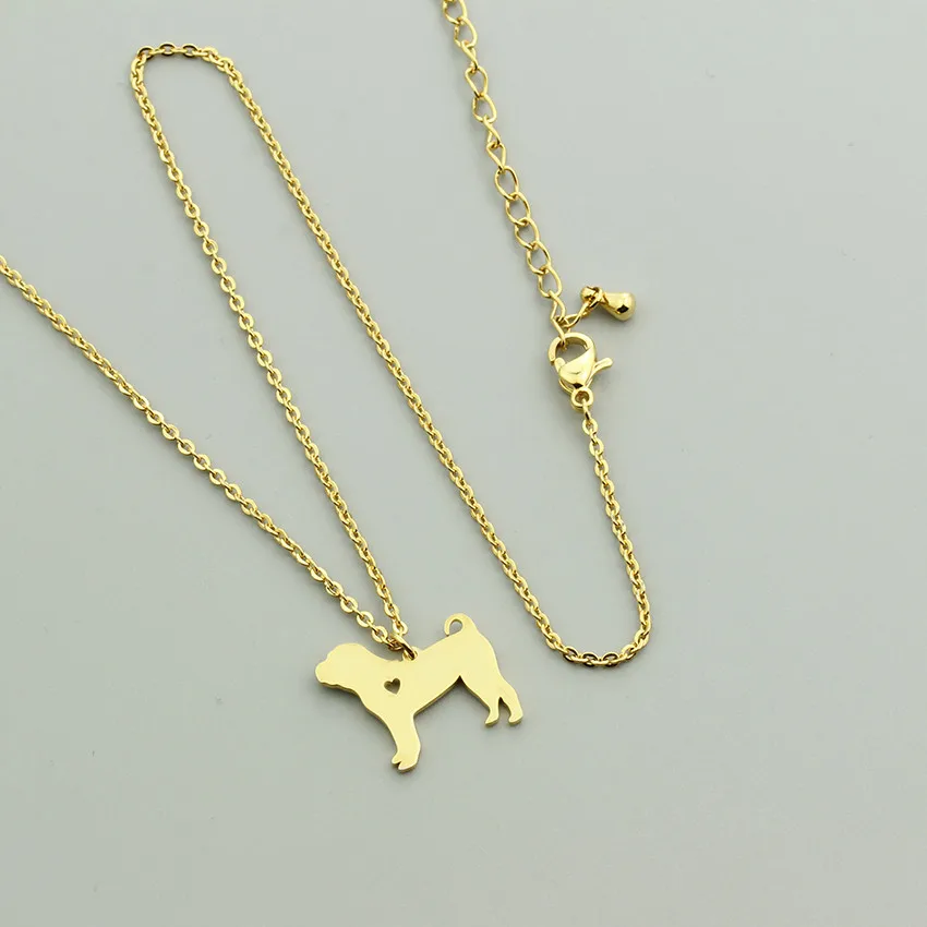 Stainless Steel Bijoux Pitbull Pendant Necklace Women Men Jewelry Gold Color Ketting Shar Pei Dog Best Friend Gifts|Ожерелья с