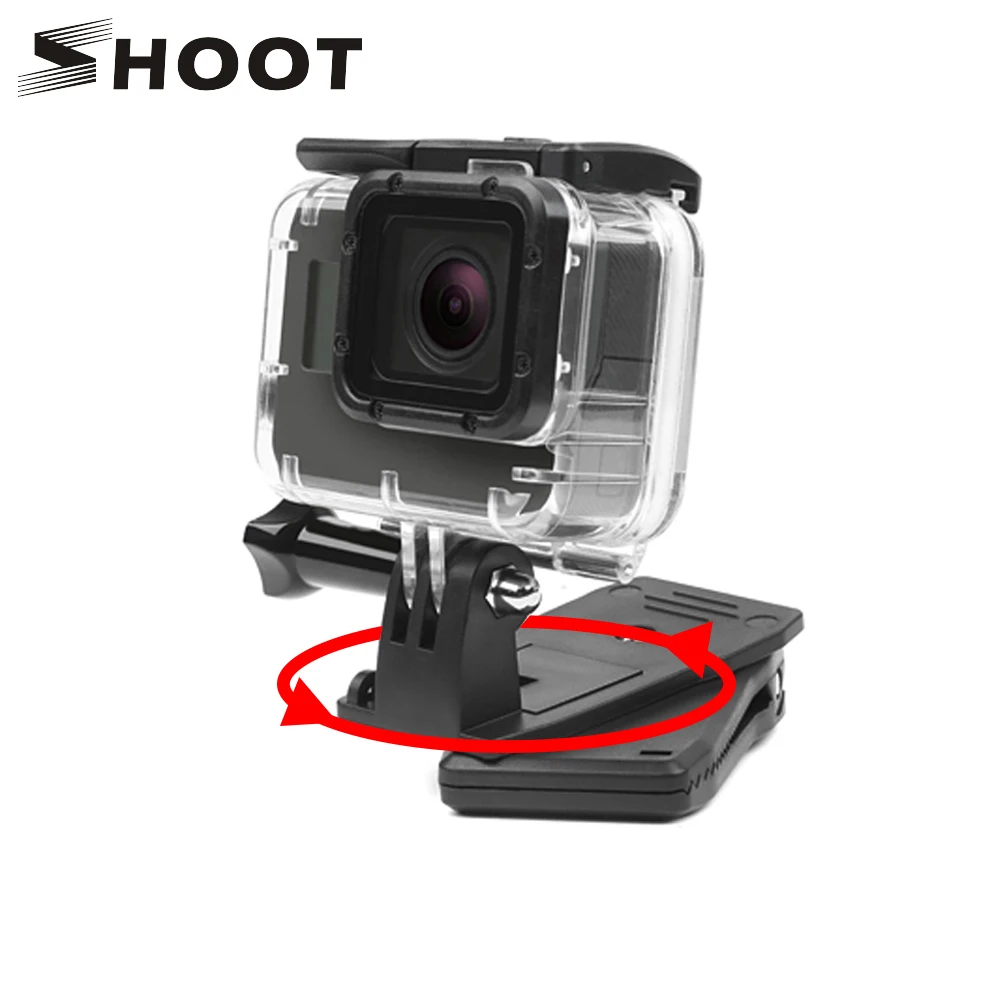 Съемка 360 градусов Поворотный рюкзак шляпа зажим Крепление для Gopro Hero 9 8 7 5 черный