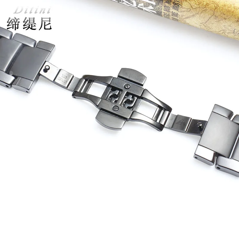 Ремешок керамический для AR1451 мужской черный стальной браслет керамических