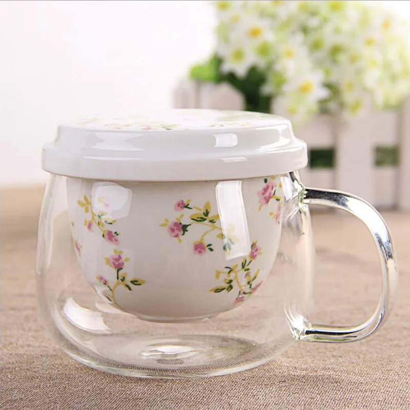 Высококачественная стеклянная чайная чашка с керамической крышкой и чайным