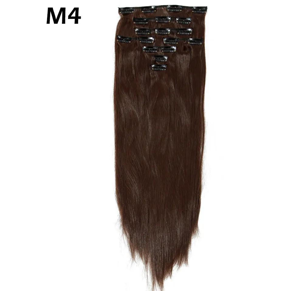 medium brown SNOILITE 8 шт./компл. 2" заколка для волос 175 г прямые 18 зажимов в накладных укладках синтетические заколки для наращивания волос термостойкие - Цвет: medium brown