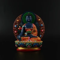 12cm pharmacist resin buddha figurine bodhisattva delicate hand blue plated buddhist tibetan medicine figure buddha statue