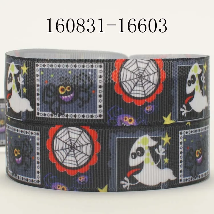 

NEW arrivals 50 yards black spider pattern printed grosgrain ribbon Halloween