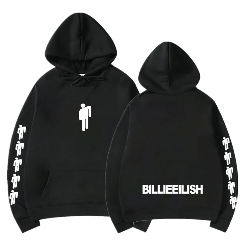 Новая горячая Billie Eilish Толстовка Мужская Черная хлопковая толстовка пара простая