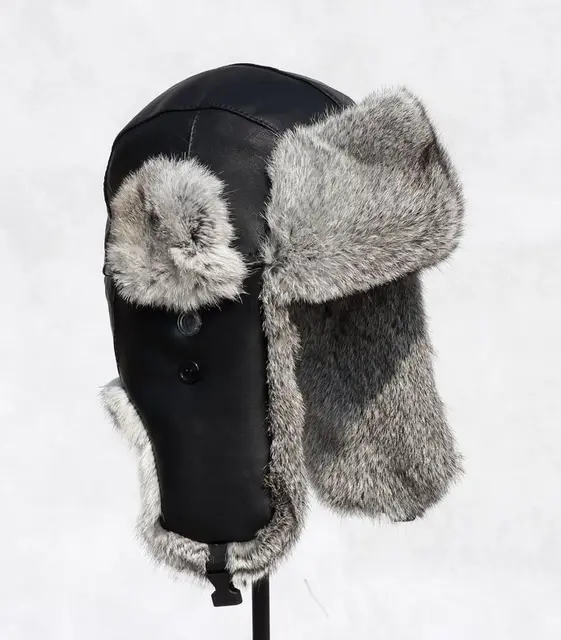 black bomber russian hat warm men cap 