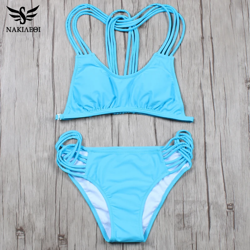 Бикини пуш ап женское Бандажное однотонное в бразильском стиле|wear|wear womenswomen wearing