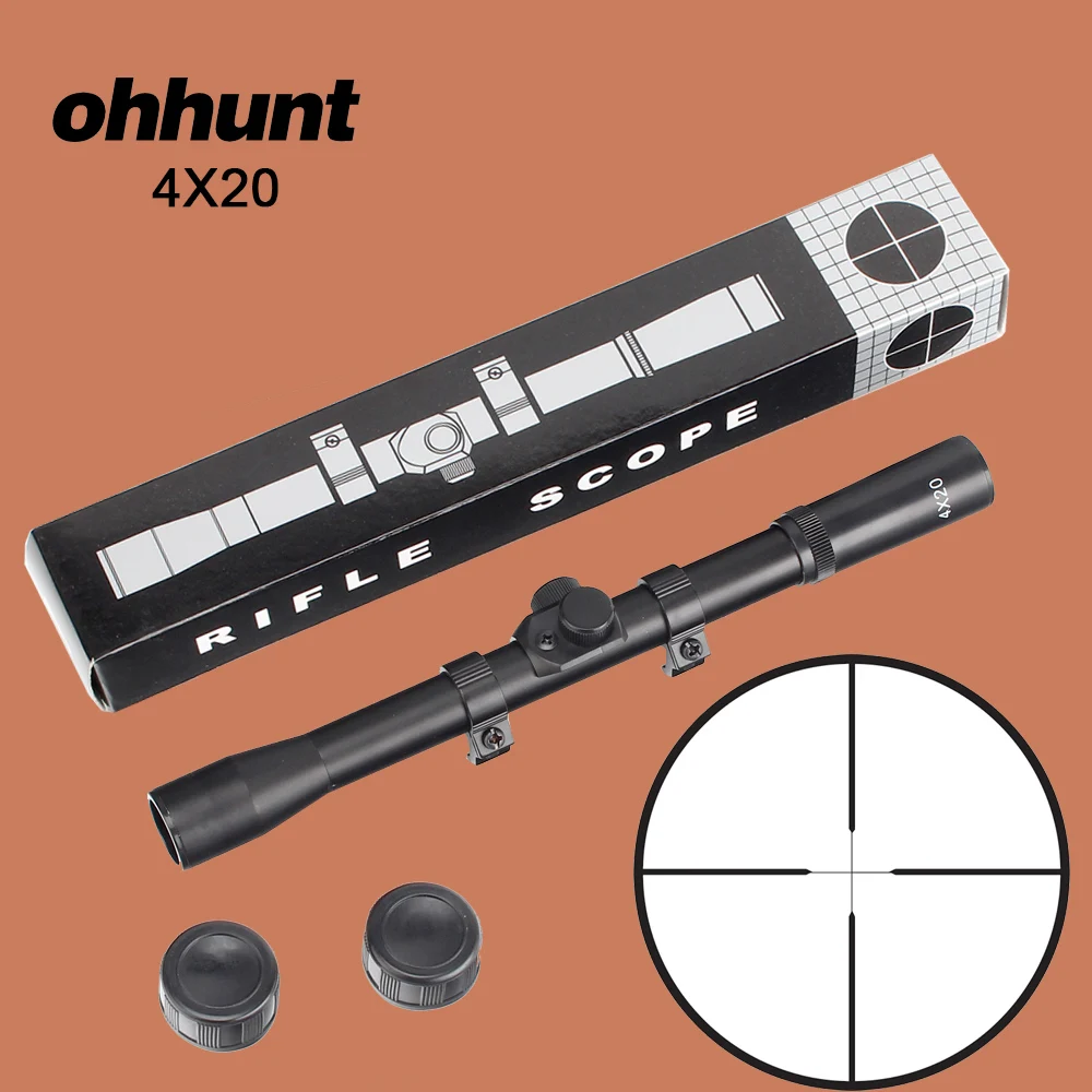 

ohhunt 4X20 Tactical Optics Sight Fine Duplex Reticle Rifle Scope Reflex Sight with Dovetail Rings For Hunting .22 Caliber Rifle
