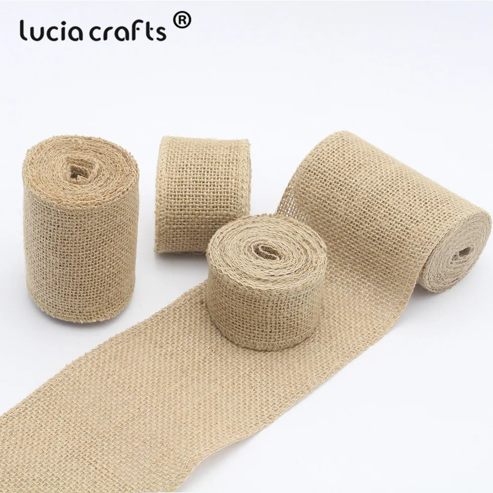 

Lucia crafts 2y/lot 4/5/8/10cm Jute Burlap Ribbons Hessian Rolls Rustic Fabric For Wedding Party Decoration V0504