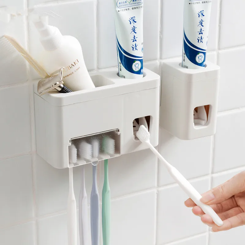 Hands Free Automatic Toothpaste Squeezer Wall Mount Dispenser Squeeze Out Tooth Brush Holder Bathroom Organizer | Дом и сад