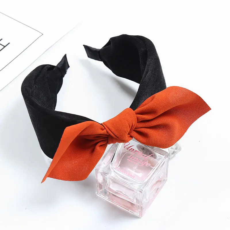 black and orange Ruoshui богемная Цветочная повязка на голову для женщин банты для девочек повязки на голову леопардовая повязка на голову аксессуары для волос diademas para el pelo mujer - Цвет: black and orange