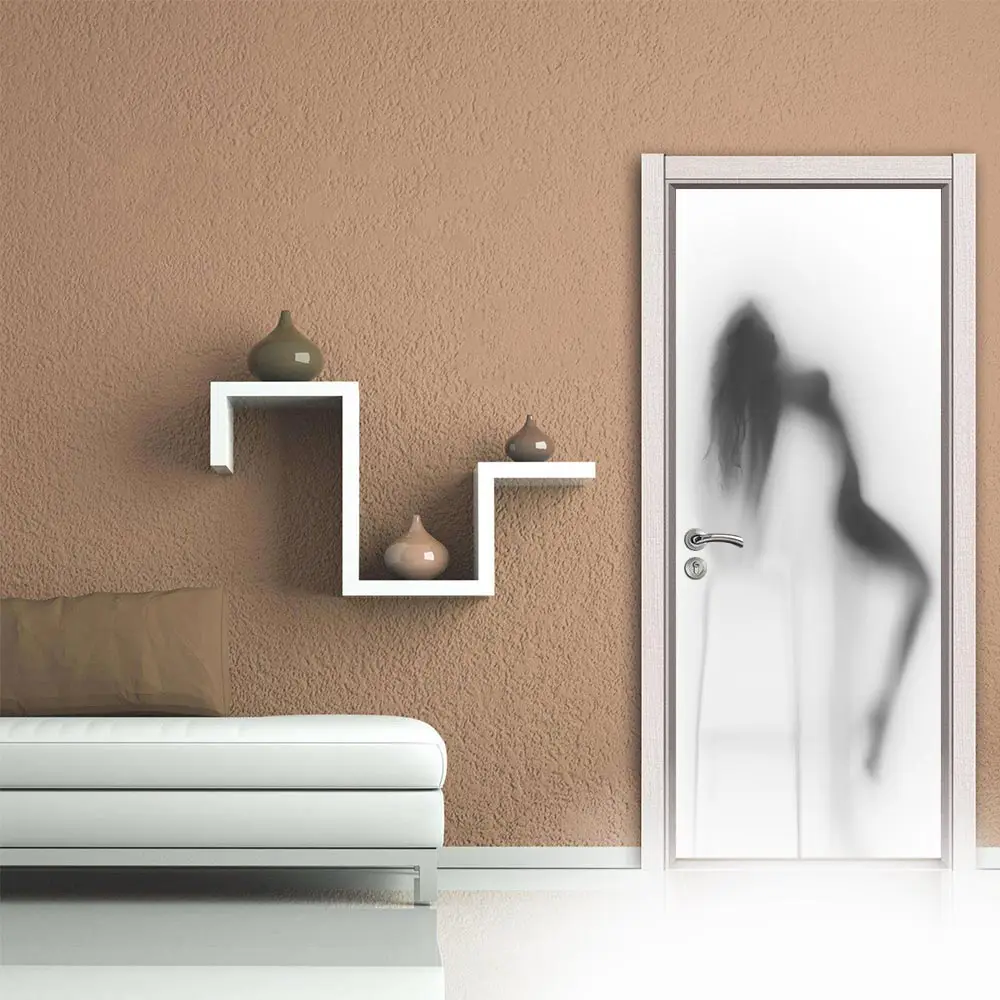 Модные 3D креативные наклейки на дверь с изображением теней DIY настенные самоклеящиеся обои Съемные водонепроницаемые наклейки на плакат домашний Декор наклейки