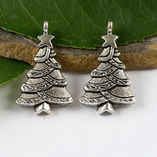 

20pcs tibetan silver chrismas tree charm findings h1508