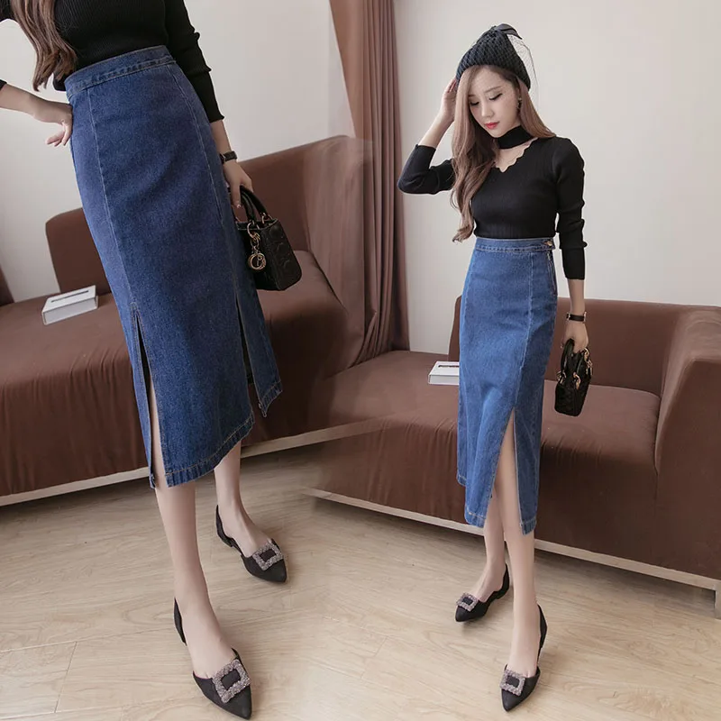 Винтажная Женская юбка на молнии облегающая двухцветная длинная ковбойская с